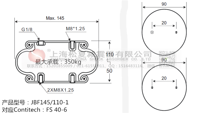 JBF145/110-1橡膠<a href='http://m.autohome-mall.com/' target='_blank'><u>空氣彈簧</u></a>