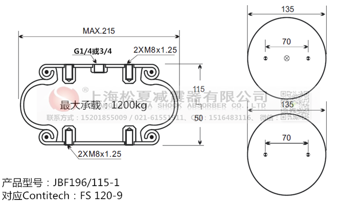 JBF196/115-1橡膠<a href='http://m.autohome-mall.com/' target='_blank'><u>空氣彈簧</u></a>