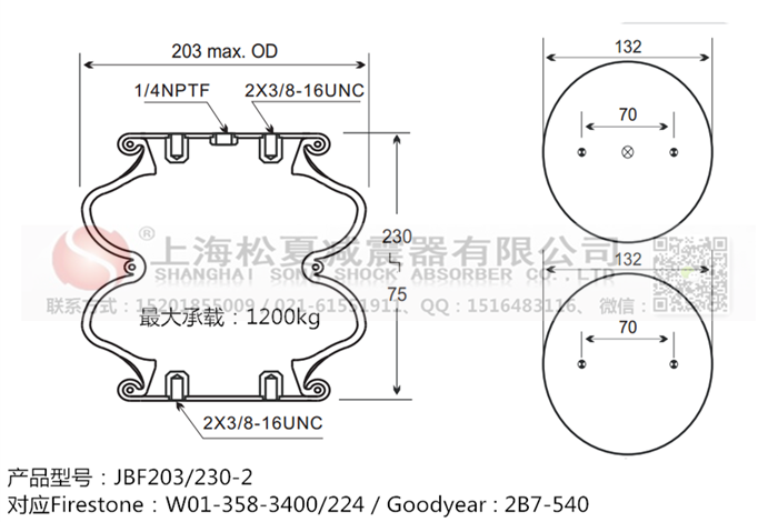 JBF203/230-2橡膠<a href='http://m.autohome-mall.com/' target='_blank'><u>空氣彈簧</u></a>