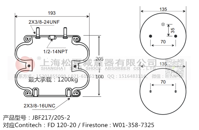 JBF217/205-2橡膠<a href='http://m.autohome-mall.com/' target='_blank'><u>空氣彈簧</u></a>