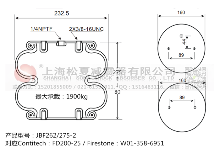 JBF262/275-2橡膠<a href='http://m.autohome-mall.com/' target='_blank'><u>空氣彈簧</u></a>