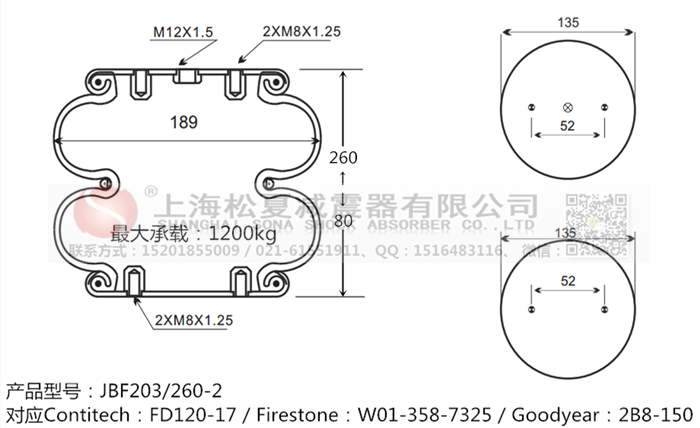 JBF203/260-2橡膠<a href='http://m.autohome-mall.com/' target='_blank'><u>空氣彈簧</u></a>